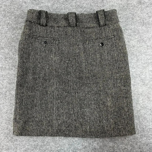 British Khaki Tweed Skirt Womens Size 4 Brown Pockets Classic Academia Career - Picture 4 of 10